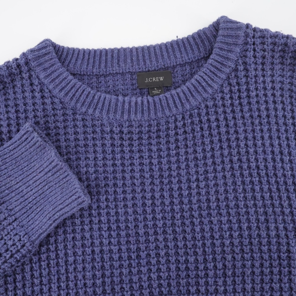 J. Crew Waffle Knit Sweater Blue Long Sleeve Mens Large
